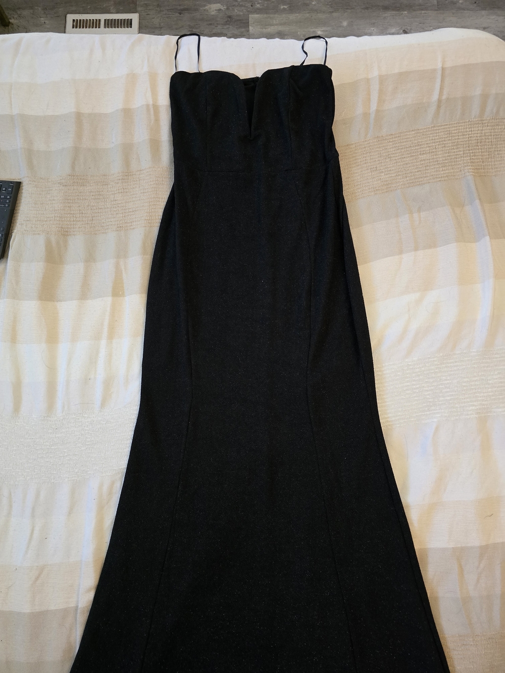 Fashion Nova Black Strapless Maxi Dress with Thin Straps